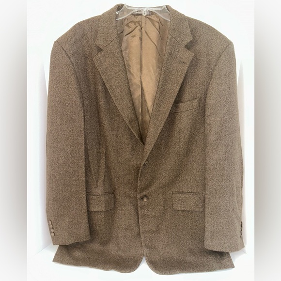 Oscar de la Renta Other - Oscar de la Renta men’s brown blazer jacket 2 button lambswool cashmere size 44L